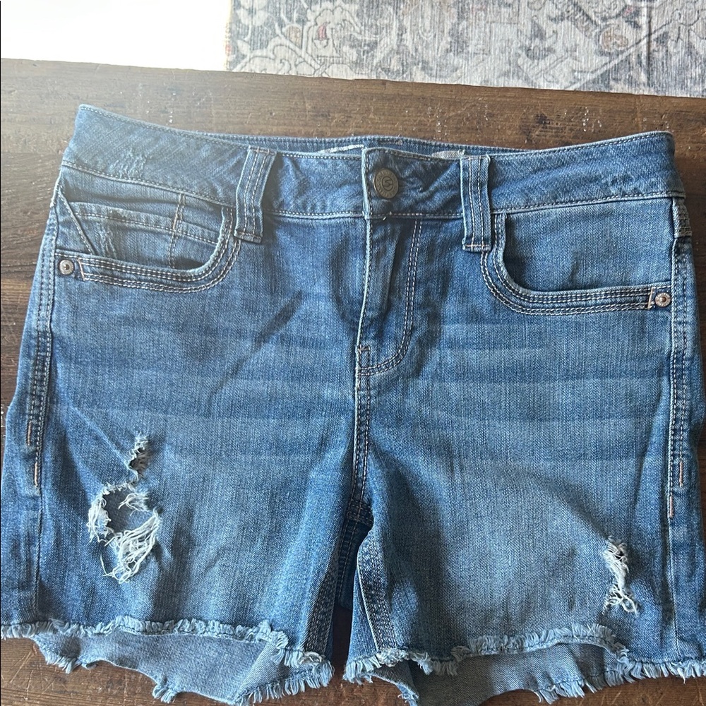 Seven7 Blue Ripped Jean Shorts